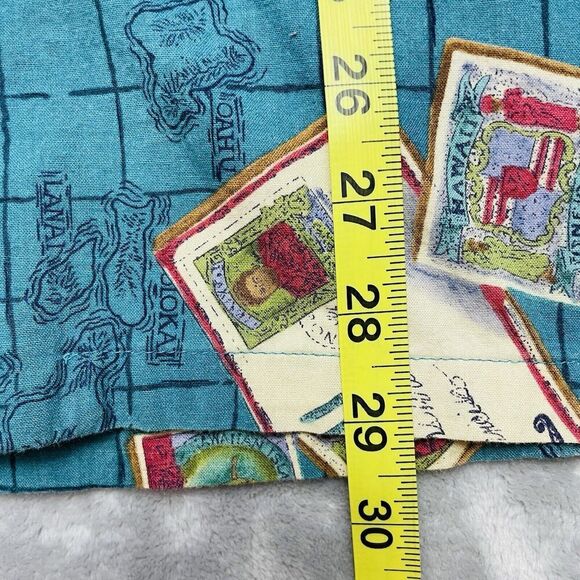 Vintage Paradise Found Hawaiian Shirt Mens XL Blue Postcards Coins Stamps Island - Picture 7 of 8